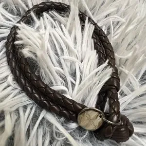 【完売間近】 Bottega Veneta Nappa Bracelet Brown Bottega Veneta Blue and Brown Intrecciato Woven Nappa